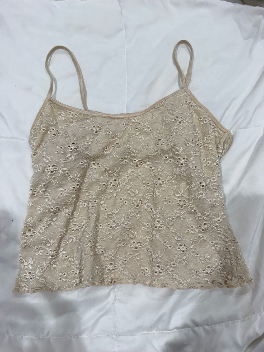 Rampage Cream Lace Spaghetti Strap Top